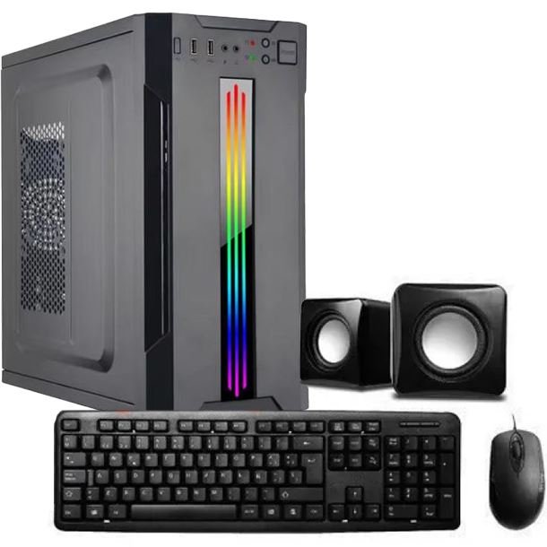 GABINETE KIT GAMER C/FUENTE 600W RGB TECLADO MOUSE Y PARLANTES AURUS